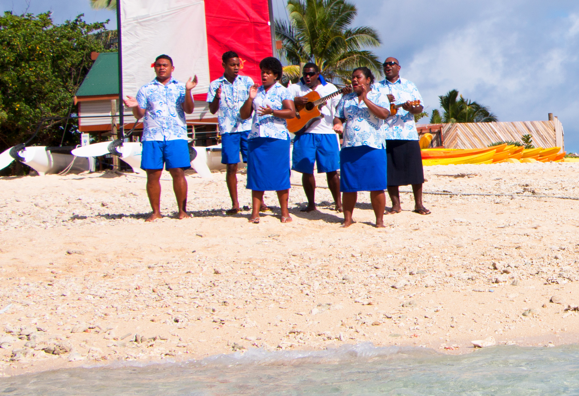 Welcoming people on South Sea Island, Fiji