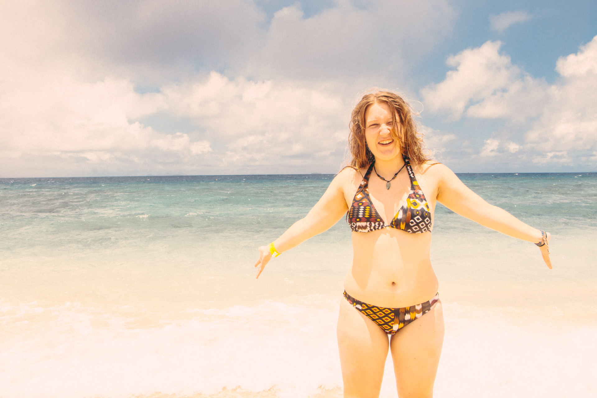 Alis on golden beach of South Sea Island, Fiji