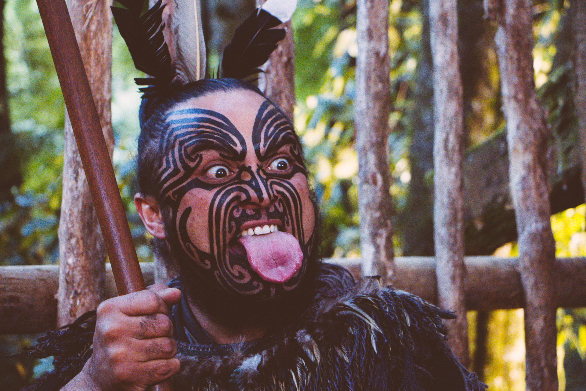 Tamaki Maori Village Haka Face Tongue