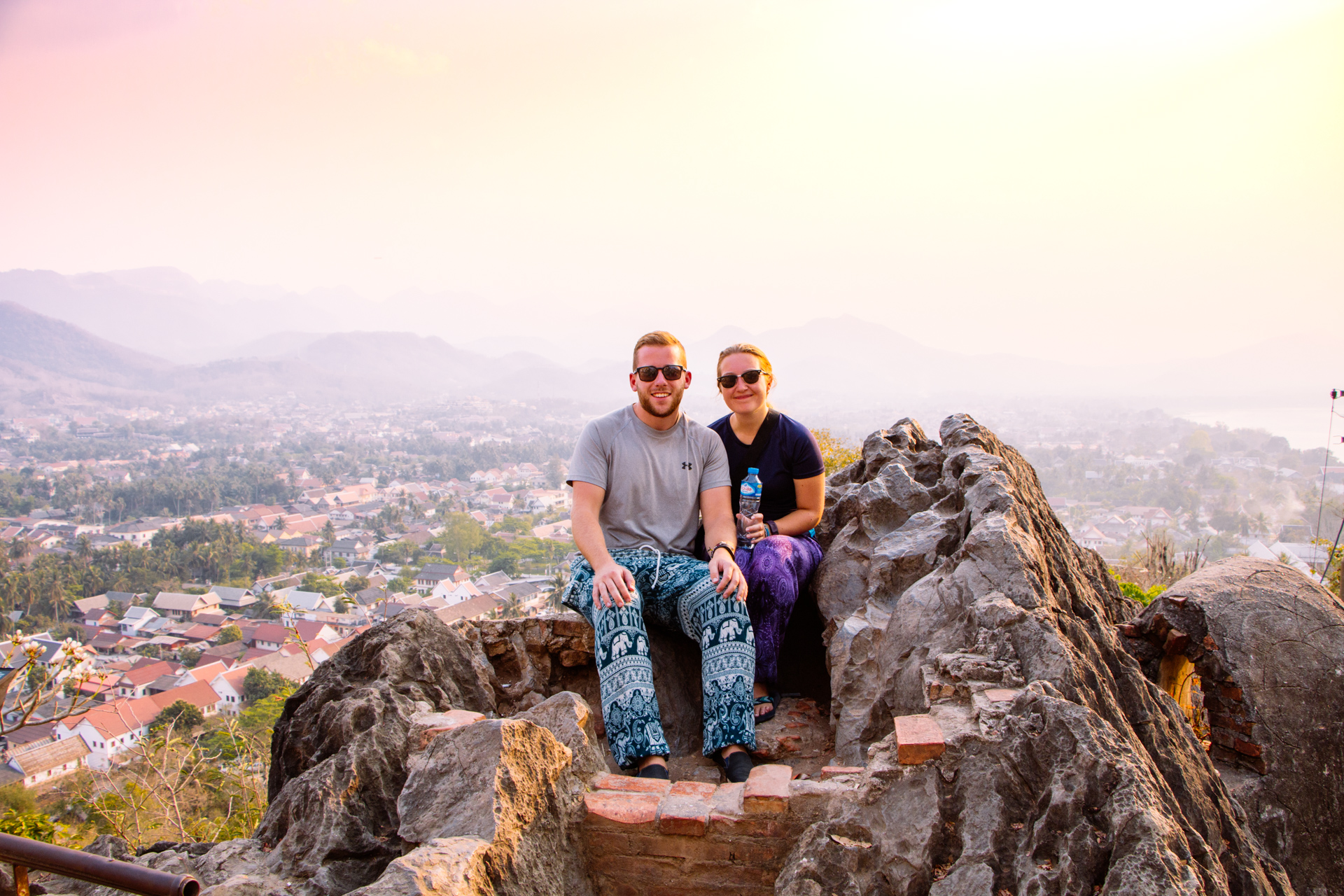 Alex and Alis Overlooking Luang Prabang from Mount Phousi