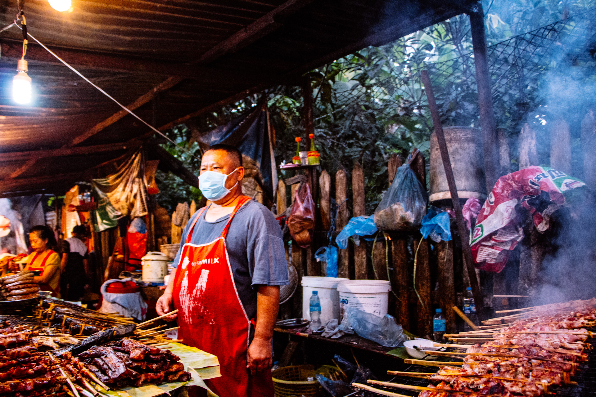 Food at night market in Luang Prabang