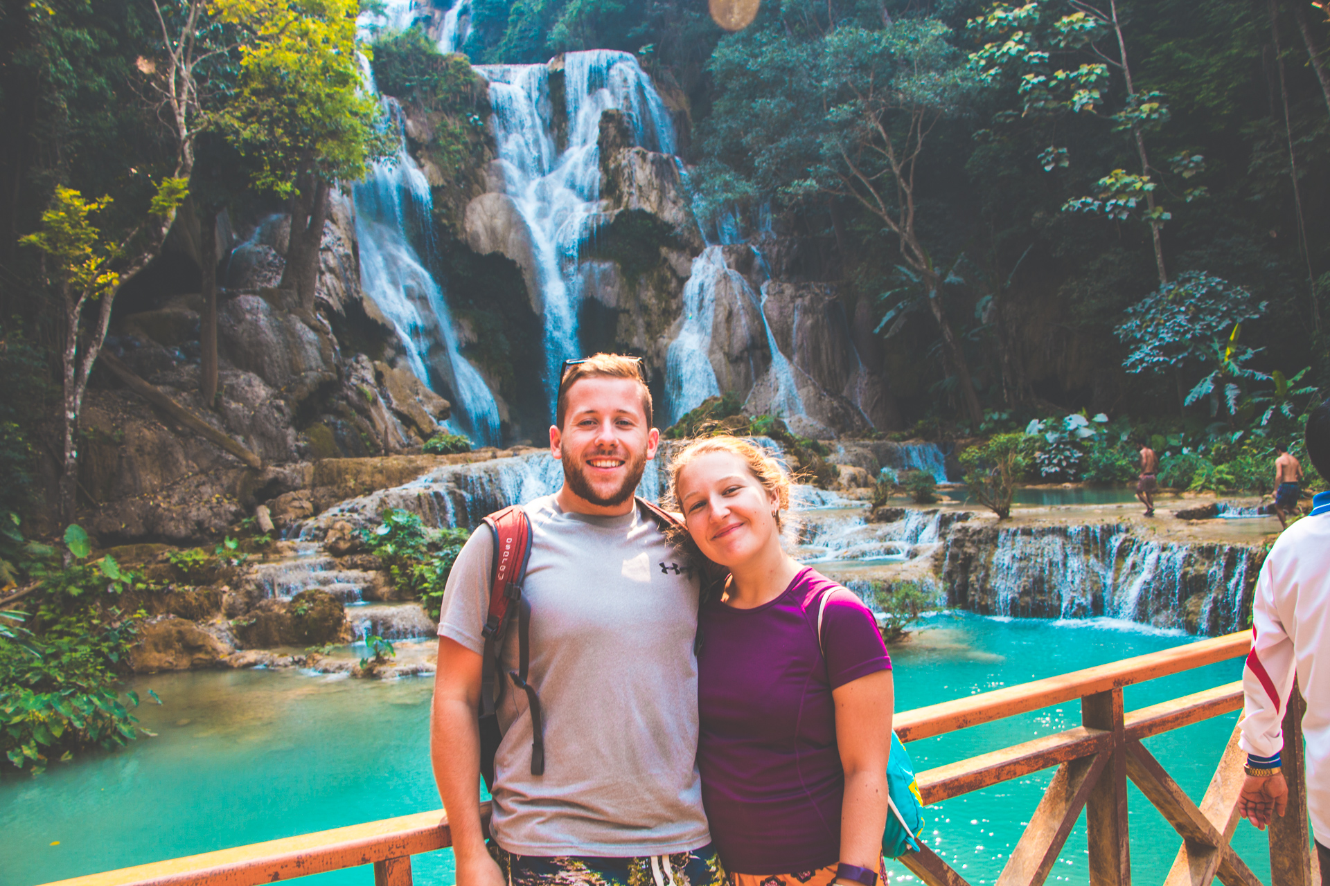 Alex and Alis at Kuang Si Falls near Luang Prabang