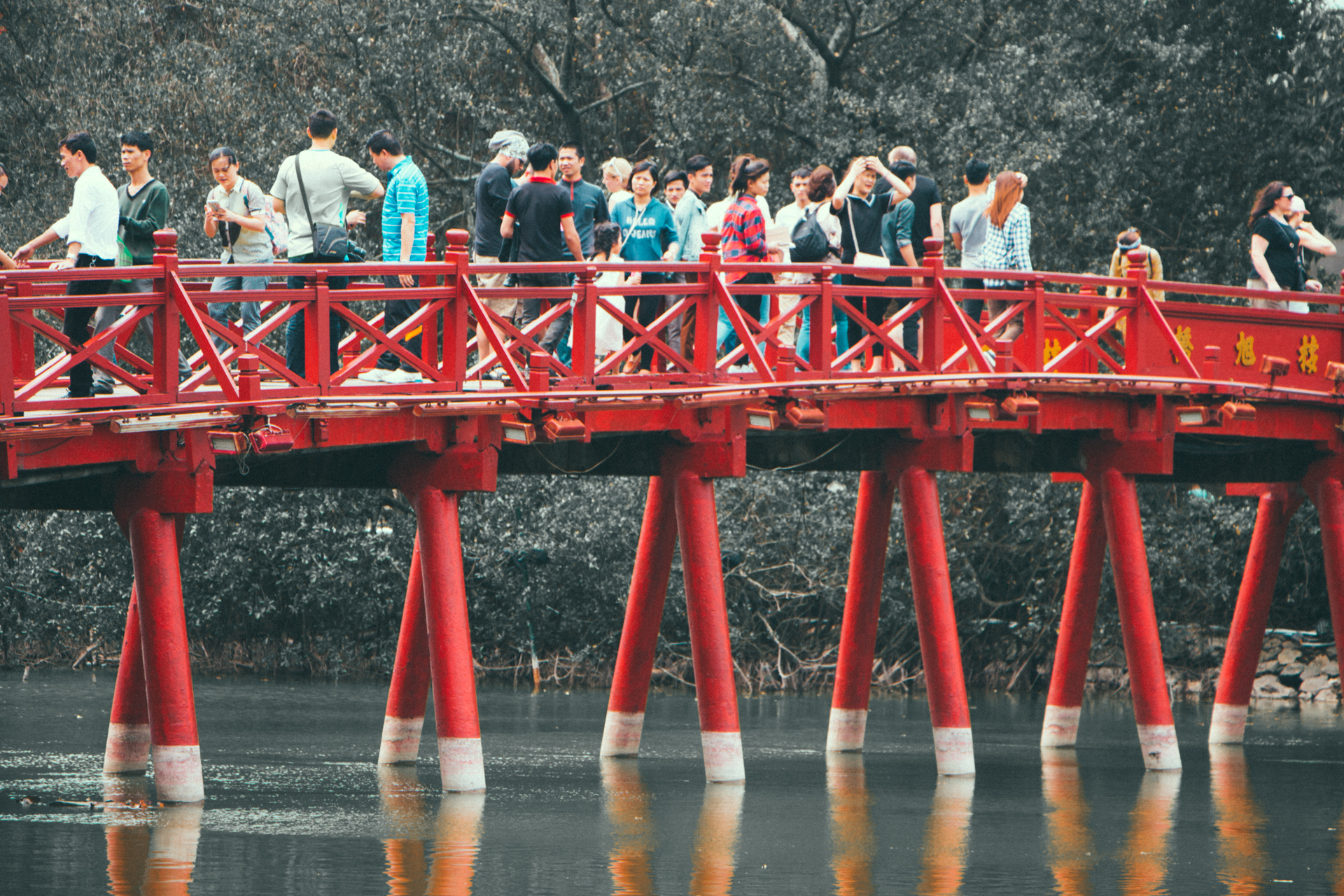 The Huc Bridge bridge Hanoi Hoan Kiem Lake