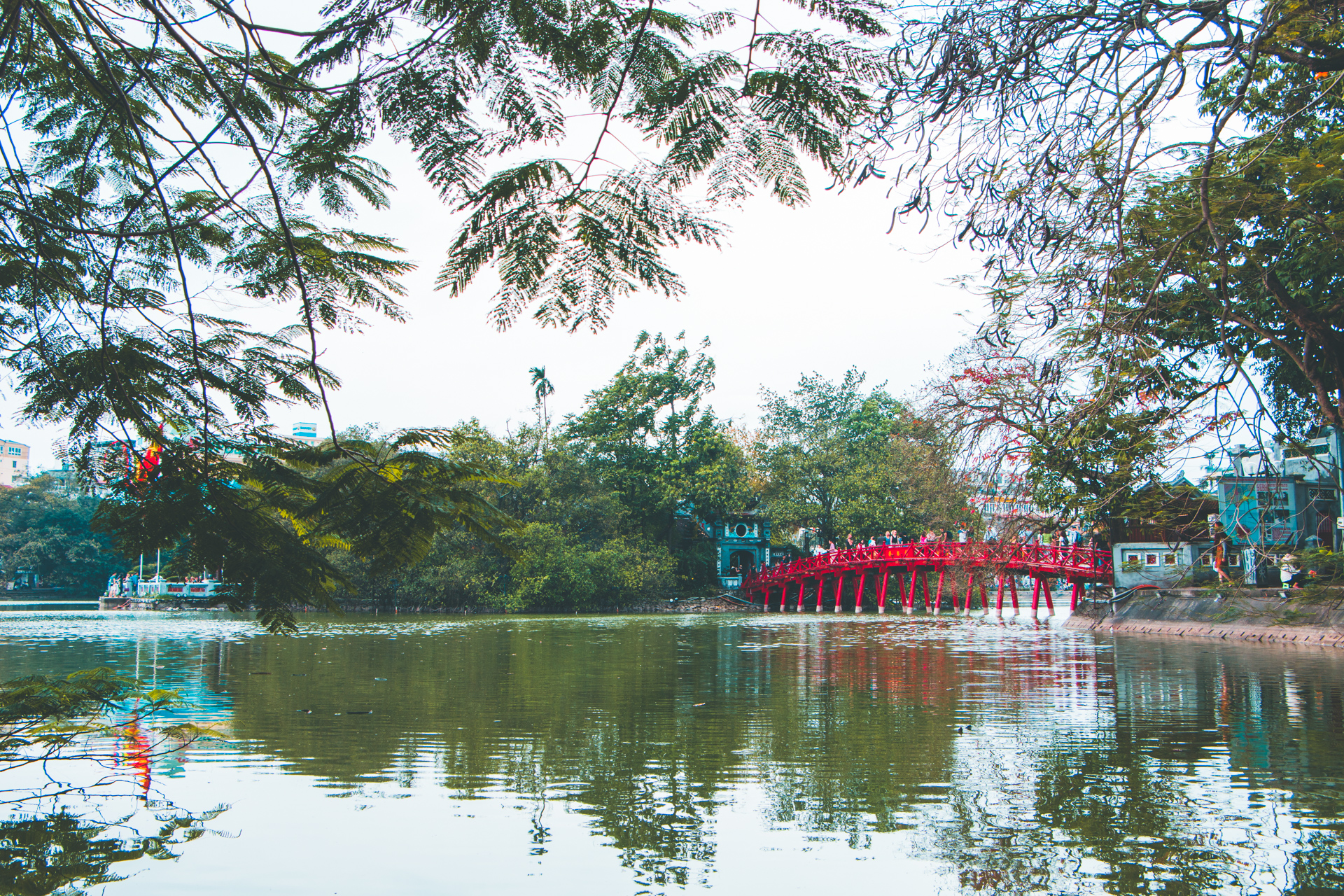 The Huc Bridge bridge Hanoi Hoan Kiem Lake