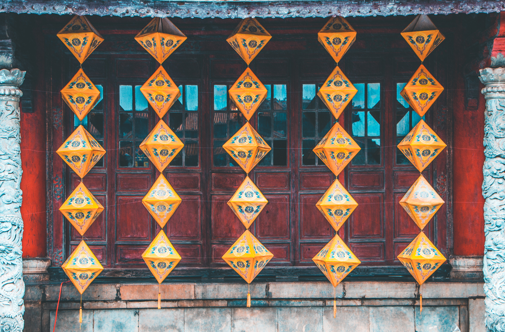 Beautiful string of lanterns Hue Citadel, Vietnam